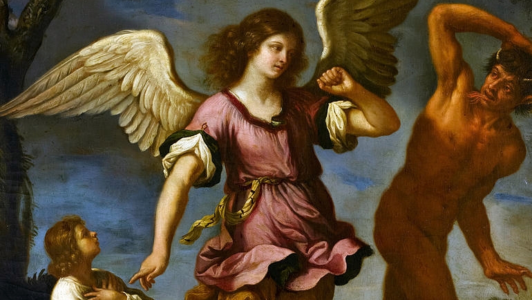 guardian angel protecting a child from the devil bartolomeo gennari